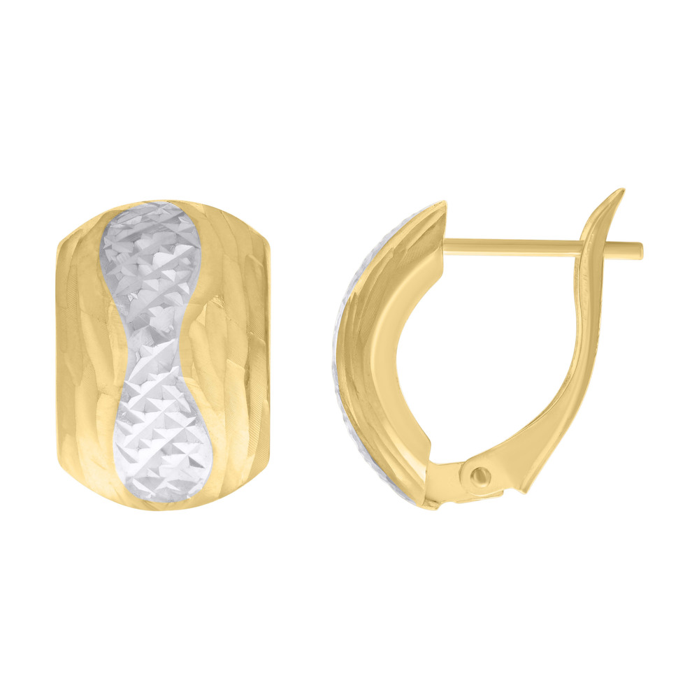 10kt 10k Two-tone Gold Womens Diamond-Cut Fashion Latch Back Earrings